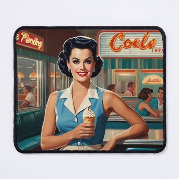 Item preview, Beautiful server in an American Diner vintage pinup advertising style art designed and sold by Vintage Designs +.