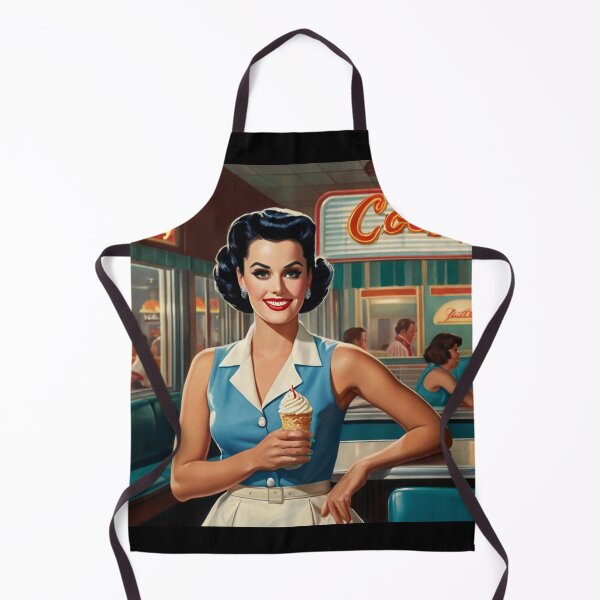 Item preview, Beautiful server in an American Diner vintage pinup advertising style art designed and sold by Vintage Designs +.