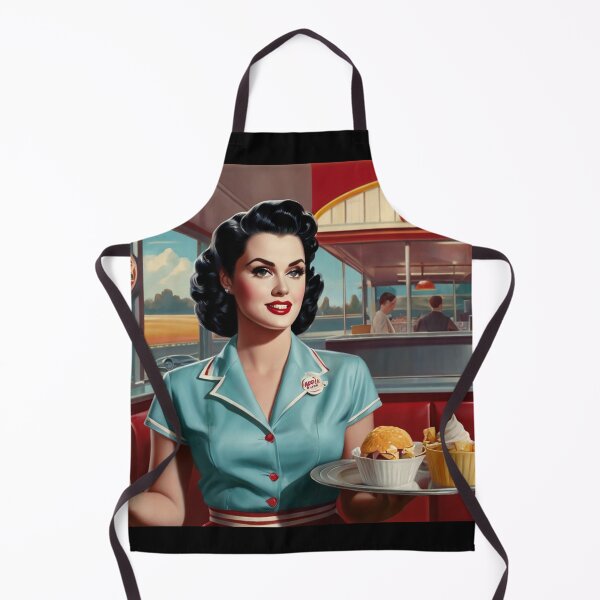Item preview, Beautiful server in an American Diner vintage pinup advertising style art designed and sold by Vintage Designs +.