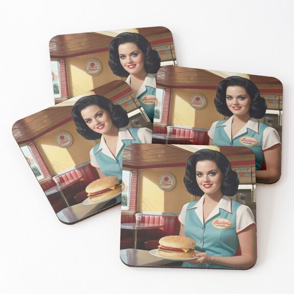 Item preview,  Beautiful server in an American Diner vintage pinup advertising style art designed and sold by Vintage Designs +.