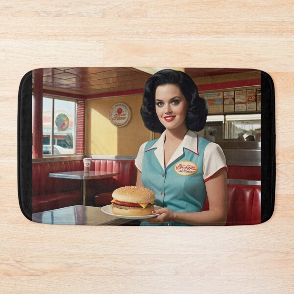 Item preview,  Beautiful server in an American Diner vintage pinup advertising style art designed and sold by Vintage Designs +.
