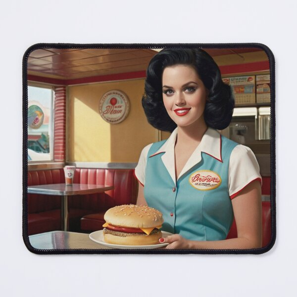 Item preview, Beautiful server in an American Diner vintage pinup advertising style art designed and sold by Vintage Designs +.