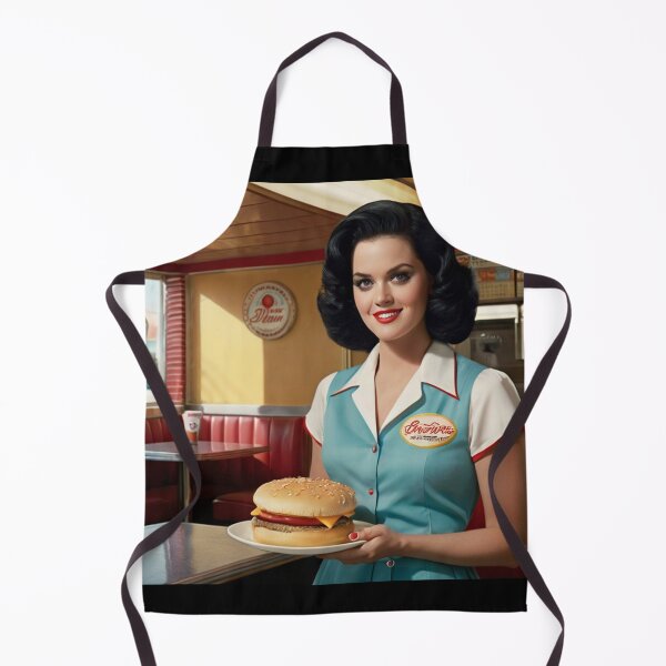 Item preview, Beautiful server in an American Diner vintage pinup advertising style art designed and sold by Vintage Designs +.