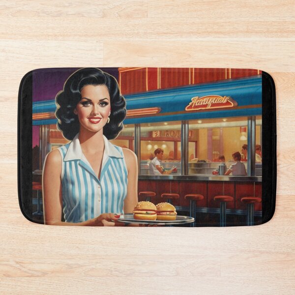 Item preview,  Beautiful server in an American Diner vintage pinup advertising style art designed and sold by Vintage Designs +.