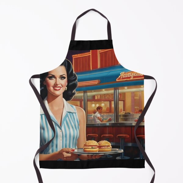 Item preview, Beautiful server in an American Diner vintage pinup advertising style art designed and sold by Vintage Designs +.