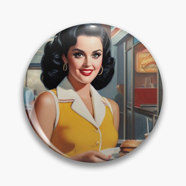 Item preview,  Beautiful server in an American Diner vintage pinup advertising style art designed and sold by Vintage Designs +.
