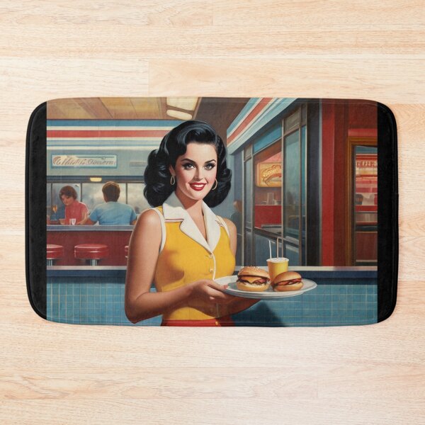 Item preview,  Beautiful server in an American Diner vintage pinup advertising style art designed and sold by Vintage Designs +.