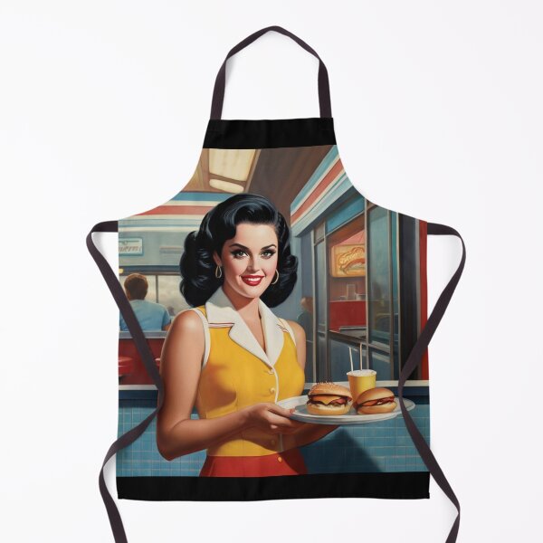 Item preview, Beautiful server in an American Diner vintage pinup advertising style art designed and sold by Vintage Designs +.