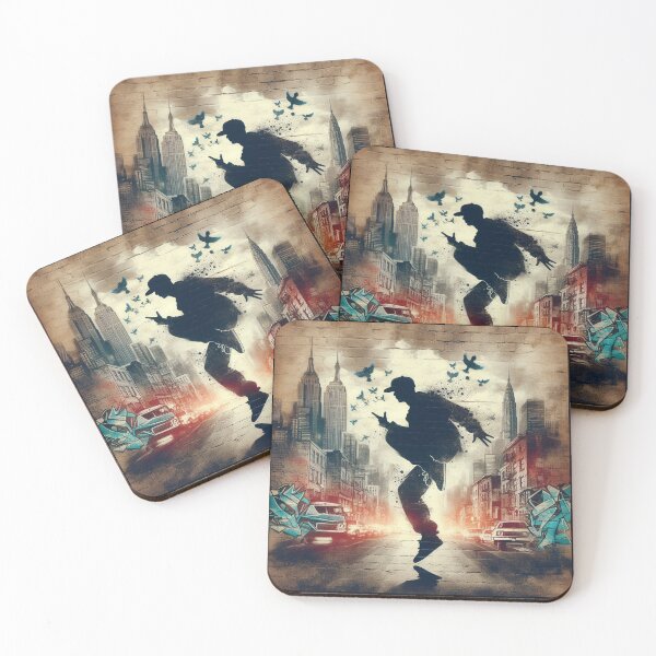 Item preview, B-boy silhouette graffiti-filled cityscape. designed and sold by Nanthanon.
