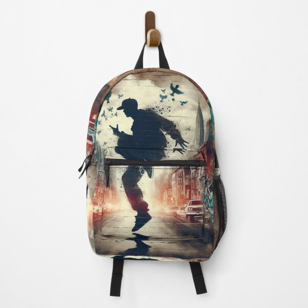 Item preview, B-boy silhouette graffiti-filled cityscape. designed and sold by Nanthanon.