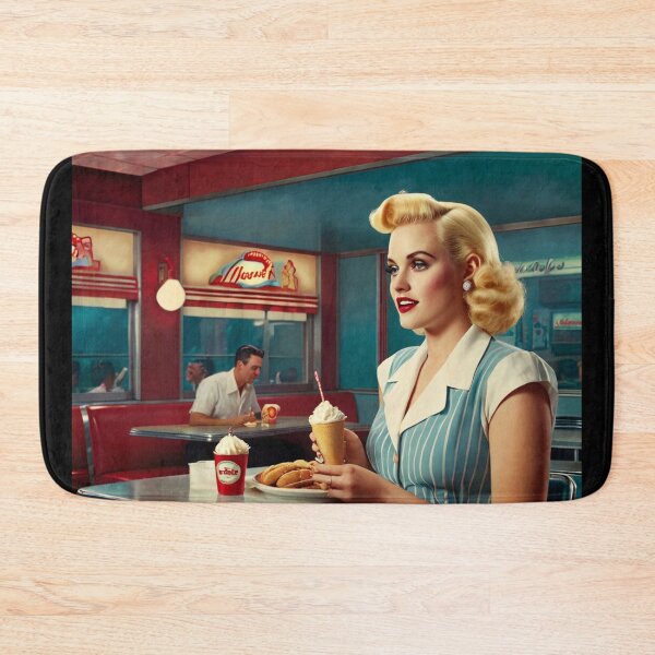 Item preview,  Beautiful server in an American Diner vintage pinup advertising style art designed and sold by Vintage Designs +.