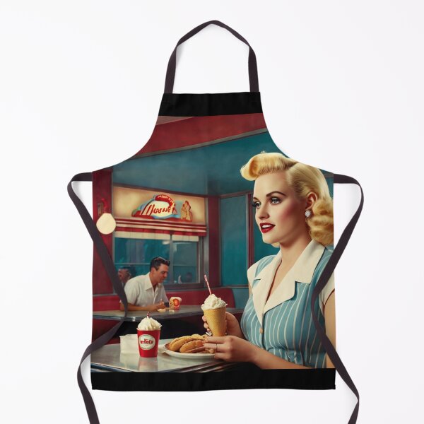 Item preview, Beautiful server in an American Diner vintage pinup advertising style art designed and sold by Vintage Designs +.