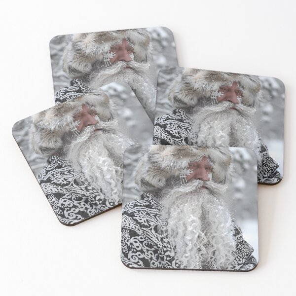 Item preview, Bearded man in fur hat amidst snowy wilderness scene. designed and sold by Artessie.