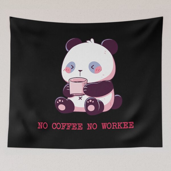 Item preview, No Coffee No Workee - Cute Funny Panda Drinking Coffee designed and sold by aresmeris.