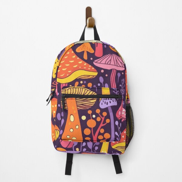 Item preview, Whimsical psychedelic mushroom pattern neon orange purple  designed and sold by cocomelon168.