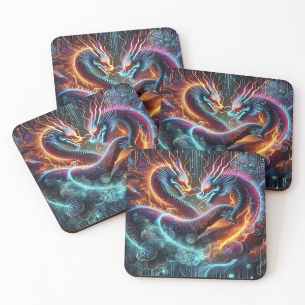 Item preview, Neon Dragon Duet designed and sold by TeslaSt0re.