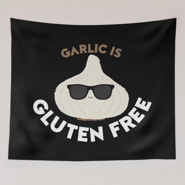 Item preview, "Garlic is Gluten-free" t shirt Dark Mode design series designed and sold by MyGluteesFree77.