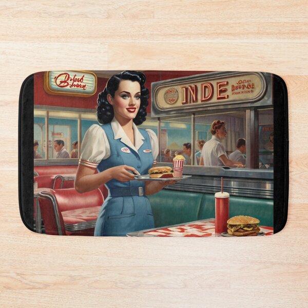 Item preview,  Beautiful server in an American Diner vintage pinup advertising style art designed and sold by Vintage Designs +.