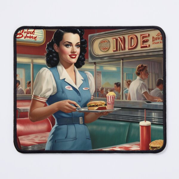 Item preview,  Beautiful server in an American Diner vintage pinup advertising style art designed and sold by Vintage Designs +.