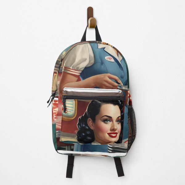 Item preview, Beautiful server in an American Diner vintage pinup advertising style art designed and sold by Vintage Designs +.