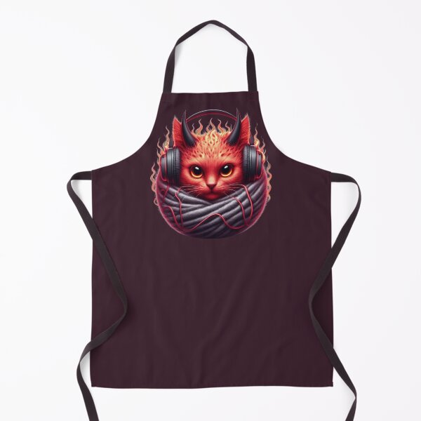 Item preview, Devil Cat Tangled in Yarn with Headphones designed and sold by GOTEK.