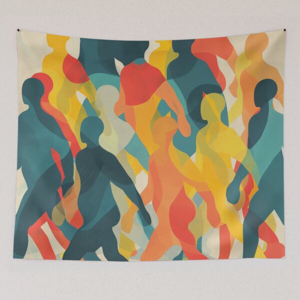 Item preview, Colorful Crowd Walking Silhouettes designed and sold by brandway.