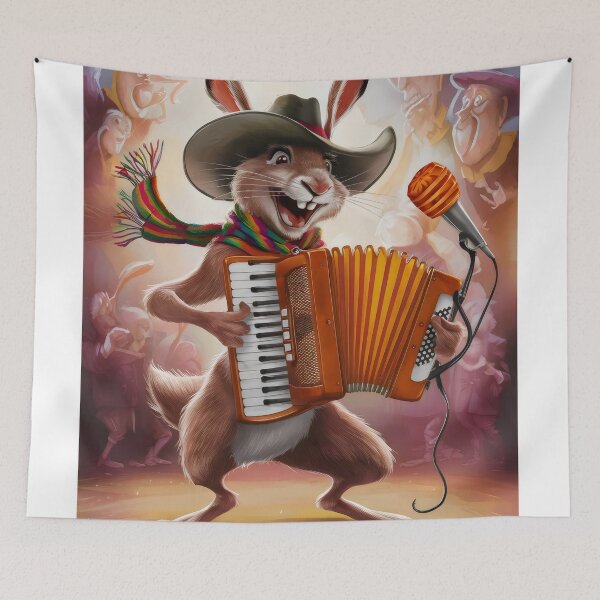 Item preview, A hare playing the accordion. designed and sold by MyHappyArtShop.