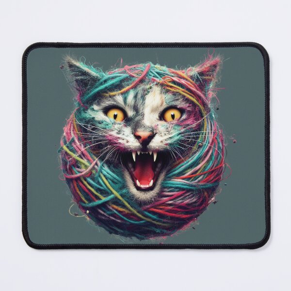 Item preview, Fierce Yarn Guardian - Crazy Knitting Cat designed and sold by GOTEK.