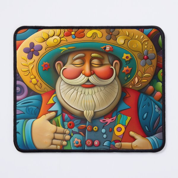 Item preview, Colorful whimsical man in vibrant artistic attire designed and sold by Artessie.
