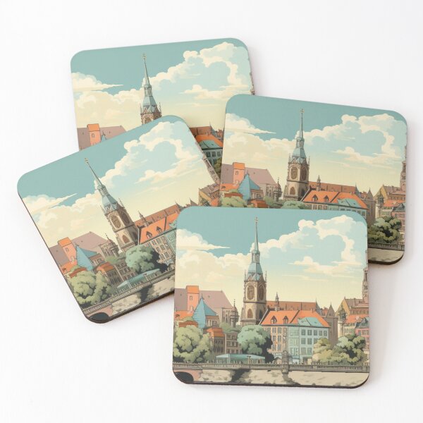 Item preview, Medieval Old Vintage City Painting Puzzle Cartoon old town skyline designed and sold by The Art of Kkatarynka.