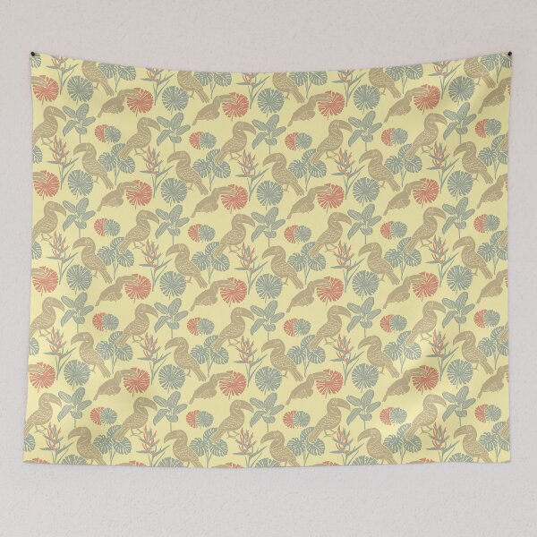 Item preview, Toucan Birds With Exotic Flowers and Leaves On Yellow designed and sold by daniela-rus.