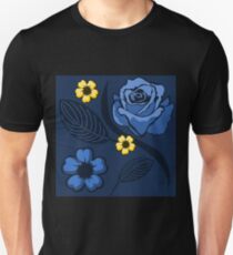 Blue Summer Roses Pattern Unisex T-Shirt