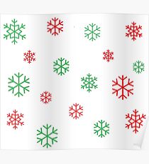 Red and Green Snowflakes Poster