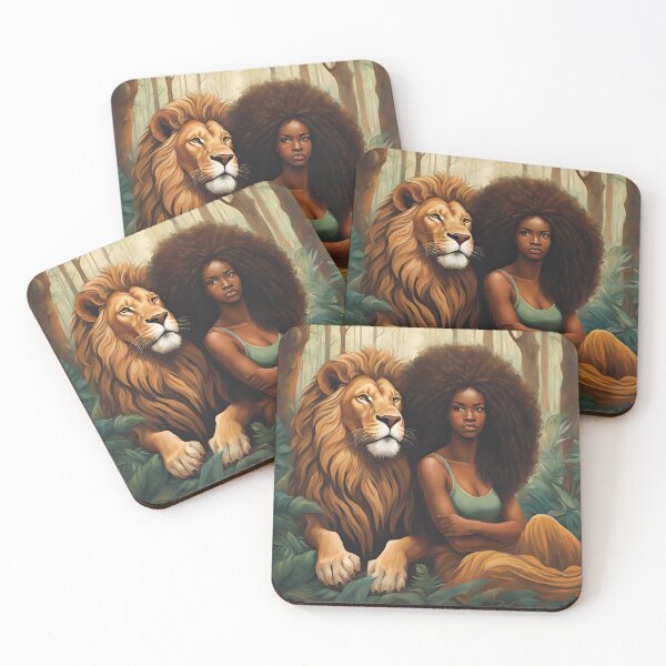 Item preview, Majestic Bond - Afro Queen and Lion King designed and sold by JWGifts4U.