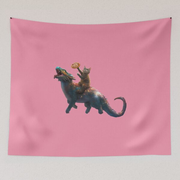 Item preview, Cat Riding a Dragon with Pizza - Epic Fantasy Mashup designed and sold by harmzk90.