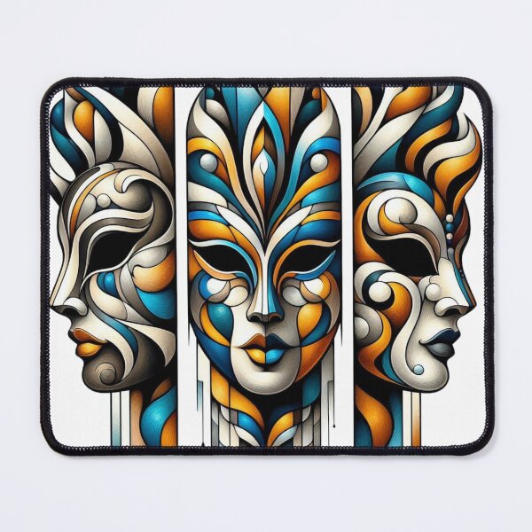 Item preview, Colorful Abstract Faces and Flames Panels Art designed and sold by AjugaPaint.