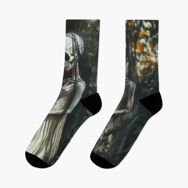 Item preview, Gothic Skeleton Brides with Pumpkins in the Forest designed and sold by landletsy.