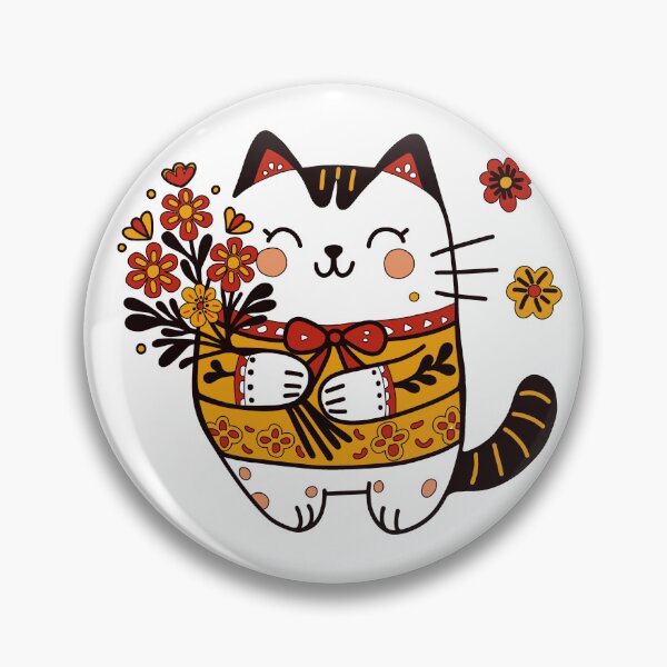 Item preview, KittyKat - Cute Cuddley Cat with Flowers designed and sold by KittyKatCats.
