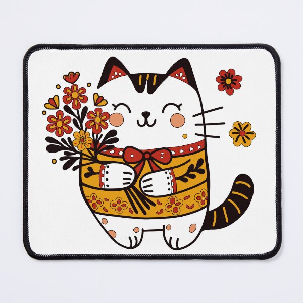 Item preview, KittyKat - Cute Cuddley Cat with Flowers designed and sold by KittyKatCats.