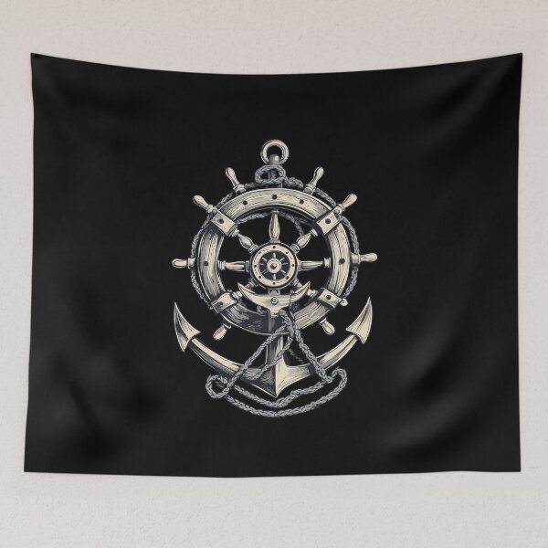 Item preview, Nautical Steering Wheel And Anchor Design designed and sold by LuminOrb.