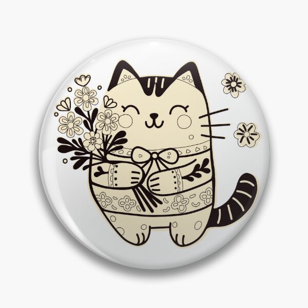 Item preview, KittyKat - Cute Cuddley Cat with Flowers designed and sold by KittyKatCats.