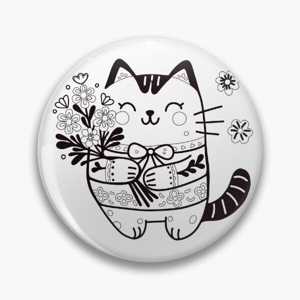 Item preview, KittyKat - Cute Cuddley Cat with Flowers designed and sold by KittyKatCats.