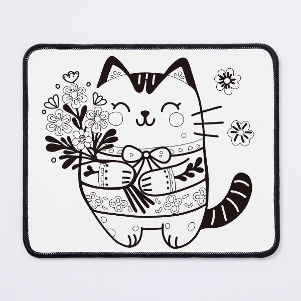 Item preview, KittyKat - Cute Cuddley Cat with Flowers designed and sold by KittyKatCats.
