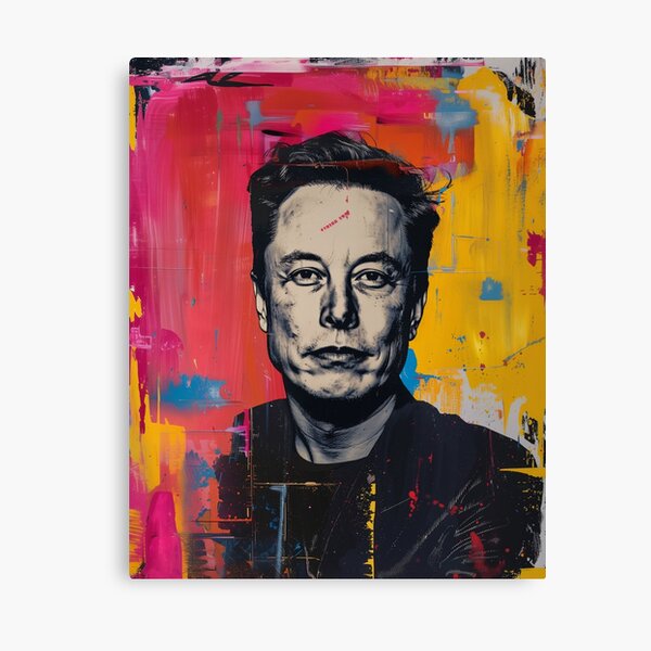 Cyberelon Bathing in the Sea | Quality Canvas Print from Hand Painted 2024 Original Painting | Tesla | Elon Musk | Spacex | Boring