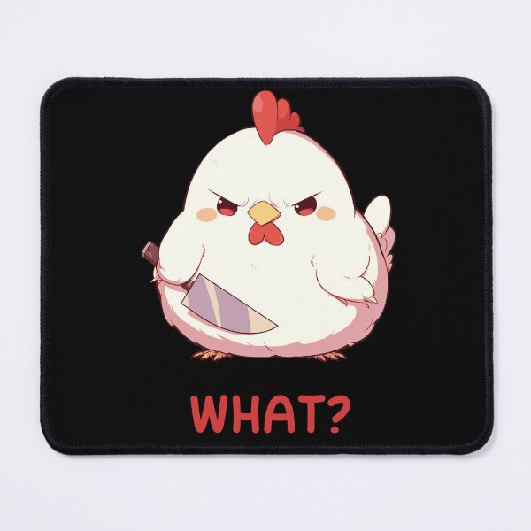 Item preview, What? - Cute Funny Chicken Holding Knife designed and sold by aresmeris.