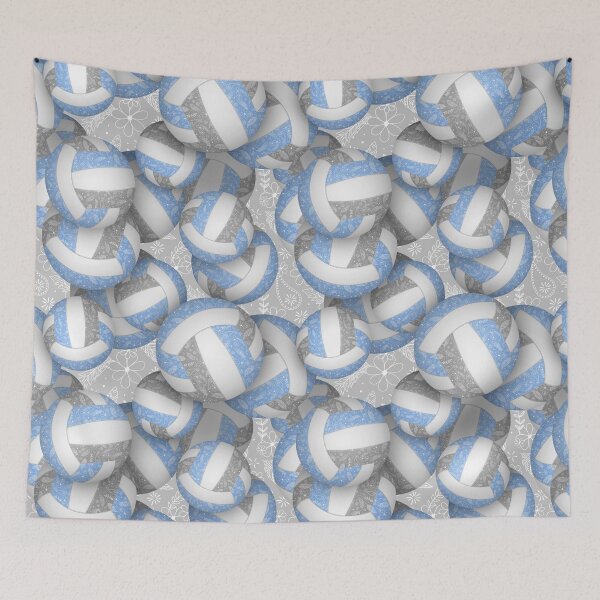 Item preview, Light blue gray boho floral doodle volleyball designed and sold by katzdzynes.