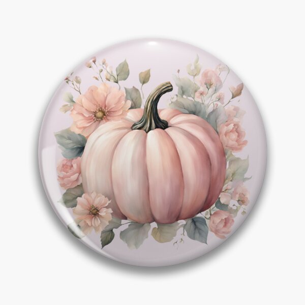 Item preview,  Pink Pastel Pumpkin in Pastel Flowers, Vintage Cute Halloween, Watercolor Pattern designed and sold by KolorellaS.