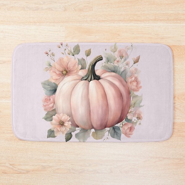 Item preview,  Pink Pastel Pumpkin in Pastel Flowers, Vintage Cute Halloween, Watercolor Pattern designed and sold by KolorellaS.