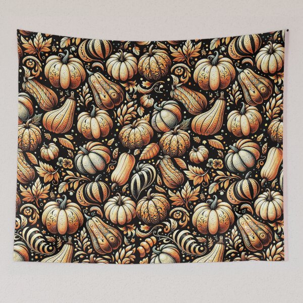 Item preview, Pumpkin Pattern, black, texture with Pumpkin, textile with floral orange and black, cute Halloween designed and sold by Collagedream.
