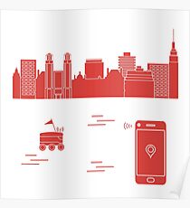 Delivery in the city with a robot. Free delivery. Poster